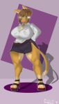  anthro big_breasts breasts clothed clothing eyewear feline female glasses hair hair_over_eye makeup mammal solo standing teacher thelazydreamer thick_lips thick_thighs wide_hips 