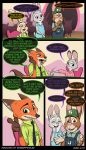  2018 anthro beverage_can black_border bonnie_hopps border brown_eyes buckteeth canine chair clothed clothing comic dialogue dipstick_ears dipstick_tail disney drinking english_text female fox gloves_(marking) green_eyes group hat judy_hopps lagomorph male mammal markings multicolored_tail necktie nick_wilde overalls purple_eyes rabbit robertfiddler sharp_teeth sitting speech_bubble standing stu_hopps table teeth text tied_ears yellow_eyes zootopia 