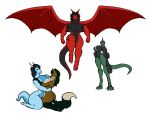  anthro breast_squish breasts canine clothed clothing dinosaur dominatrix dragon eddy-boy female female/female first_person_view fox group kneeling licking licking_lips lingerie looking_at_viewer mammal nipples nude smile submissive submissive_pov tongue tongue_out voluptuous 