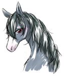  2017 colored_sketch equine female feral fur grey_fur headshot_portrait horse kiriya mammal portrait red_eyes simple_background solo white_background 