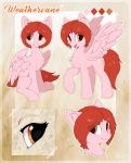  2018 brown_eyes digital_media_(artwork) equine feathered_wings feathers female feral fur hioshiru mammal model_sheet open_mouth pegasus pink_feathers pink_fur smile solo tongue wings 