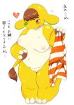  &lt;3 akitaka blush breasts elephant eloise_(animal_crossing) female hair japanese_text mammal nude overweight pinup pose pussy short_stack sweat text 