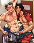  2boys abs armpit bludwing blush body_hair bulge crotch erection frottage grin haikyuu!! handjob licking male_focus multiple_boys naughty_face penis_grab sweat tagme tongue tongue_out underwear undressing yaoi 