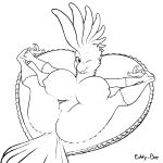  &lt;3 anthro avian big_breasts bird breasts eddy-boy female greyscale huge_breasts looking_at_viewer monochrome nipples nude one_eye_closed pussy solo spread_legs spreading thick_thighs voluptuous 