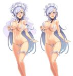  ass_visible_through_thighs azur_lane bangs bare_shoulders belfast_(azur_lane) bikini blush bouncing_breasts braid breasts breasts_apart bridal_veil chain collarbone commentary_request covered_nipples embarrassed eyebrows_visible_through_hair feet_out_of_frame flower french_braid grey_hair large_breasts leg_garter long_hair looking_at_viewer maid_headdress micro_bikini navel nose_blush open_mouth phandit_thirathon purple_eyes rose shiny shiny_hair shiny_skin simple_background standing stomach straight_hair string_bikini swept_bangs swimsuit tareme thigh_gap unaligned_breasts underboob veil very_long_hair white_background white_flower white_rose wrist_cuffs 