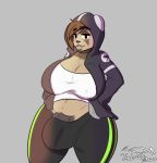  anthro balls bear big_balls big_breasts breasts clothed clothing dickgirl flaccid intersex looking_at_viewer mammal nipple_bulge panda penis slightly_chubby solo standing tenna_cale thelazydreamer thick_thighs 