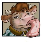  bovine cattle cowbell dazed flinters icon licking male mammal tongue tongue_out transformation 