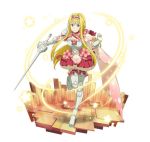  alice_schuberg armor armored_boots blonde_hair blue_eyes boots breastplate breasts faux_figurine floating_hair floral_print flower full_body hair_between_eyes hair_flower hair_ornament headdress holding holding_weapon lance layered_skirt leg_up long_hair looking_at_viewer medium_breasts official_art pink_flower pleated_skirt polearm red_skirt shoulder_armor simple_background skirt smile solo spaulders standing standing_on_one_leg sword_art_online sword_art_online:_code_register thigh_boots thighhighs very_long_hair weapon white_background 