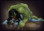  bed female from_behind_(disambiguation) humanoid leilan male male/female not_furry orc sex troll tusks video_games warcraft 