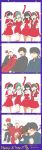  4girls absurdres animal_ears creator_connection crossover dog_ears gaijin_4koma highres higurashi_kagome inuyasha inuyasha_(character) kyoukai_no_rinne lum mamiya_sakura moroboshi_ataru multiple_boys multiple_crossover multiple_girls ranma_1/2 rokudou_rinne santa_costume saotome_ranma shichi_(fumitukiliu2) tendou_akane translated urusei_yatsura 