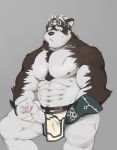 2017 anthro belt black_fur black_nose canine chest_tuft clothed clothing cum erection foreskin_play fur grey_background headband hi_res horkeukamui humanoid_penis kemono loincloth looking_pleasured male mammal masturbation multicolored_fur musclegut muscular navel nipples one_eye_closed partially_retracted_foreskin pecs penile_masturbation penis precum simple_background sitting solo thedragonred12 tokyo_afterschool_summoners topless tuft uncut vambrace vein white_fur wolf 