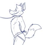  animatronic anthro arched_back bdsm bondage bound bulge canine cheek_tuft chest_tuft clothed clothing collar ear_piercing eyebrow_piercing eyebrows facial_piercing five_nights_at_freddy&#039;s fur grin hands_behind_back hands_tied head_tuft inner_ear_fluff jockstrap leash light_bondage line_art looking_aside looking_at_viewer machine male mammal partially_clothed piercing portrait robbie robot rope rotten_robbie side_view smile solo standing submissive submissive_male three-quarter_portrait topless tuft underwear video_games wolf 
