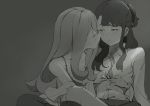  assisted_exposure bad_id bad_twitter_id blush bra breasts cleavage closed_eyes eyeshadow greyscale kagari_atsuko little_witch_academia long_hair long_sleeves looking_at_another makeup monochrome multiple_girls off_shoulder open_mouth saliva saliva_trail small_breasts sucy_manbavaran sweat unbuttoning underwear usurik yuri 