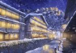  bridge building cloud highres house ice ice_floe md5_mismatch mountain night night_sky niko_p no_humans original outdoors path pipes railing river road scenery signature sky snow snowing still_life stream town tree water window winter 