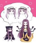  blush braid breasts cleavage collar commentary_request dual_persona euryale fate/grand_order fate_(series) gorgon_(fate) hairband heart highres hood hoodie imagining lolita_hairband long_braid long_hair medium_breasts medusa_(lancer)_(fate) multiple_girls navel no_nose open_mouth purple_eyes purple_hair rider scales shared_thought_bubble siblings sidelocks single_braid sisters smile snake_hair snake_tail sparkle stheno tail thought_bubble twins twintails very_long_hair you_at_pome 