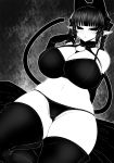  animal_ears arm_behind_back bangs between_breasts blunt_bangs blush bow bra braid breasts cat_ears cat_tail cleavage curvy elbow_gloves extra_ears gigantic_breasts gloves greyscale groin hair_bow halter_top halterneck hand_up haseru_(ginku_mh) kaenbyou_rin long_hair monochrome multiple_tails navel no_nose o-ring o-ring_top outline panties pointy_ears sidelocks skindentation solo stomach tail tail_raised thick_thighs thighhighs thighs touhou twin_braids two_tails underwear white_outline 