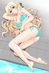  blonde_hair blue_eyes braid breasts cleavage commentary_request french_braid iwasi-r large_breasts long_hair navel neptune_(series) solo swimsuit vert 