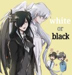  black_hair black_vs_white blue_eyes cardcaptor_sakura closed_eyes crossover dragon_horns dual_persona fafnir_(maidragon) flower_(symbol) formal glasses grey_hair hair_over_one_eye horns ichiko_shinachiku_(47c915) kobayashi-san_chi_no_maidragon long_hair male_focus multiple_boys necktie pince-nez red_eyes school_uniform short_hair smile takiya_makoto tomoeda_high_school_uniform trait_connection tsukishiro_yukito very_long_hair white_hair wings yue_(ccs) 