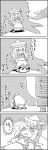  animal_ears between_legs bow cat_ears cat_tail comic commentary_request greyscale hair_bow hat hat_bow highres kaenbyou_rin kaze_no_tani_no_nausicaa kneeling lily_white long_hair minigirl monochrome multiple_tails out_of_frame parody skirt skirt_set tail tani_takeshi touhou translation_request tree yukkuri_shiteitte_ne 