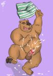  anthro balls bear big_penis boxers_(clothing) clothing cosmic51moon cum cum_on_balls cum_on_hand cum_on_penis dancing erection fur humanoid male mammal musclechub musclegut orgasm pawpads paws penis slightly_chubby smile thick_penis underwear 