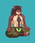  2018 abs animated anthro barazoku better_version_at_source blue_background body_hair canine chest_hair clothing digital_media_(artwork) fur hair male mammal meditating muscular muscular_male no_sound pecs pixel_(artwork) pixel_animation rohunt_(character) simple_background sitting solo source_request unknown_artist 