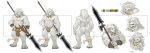  balls blue_eyes bulge clothed clothing feline fur hair halberd jewelry lion loincloth male mammal melee_weapon model_sheet multiple_angles multiple_expressions muscular muscular_male necklace nipples polearm raymond158 sword topless weapon white_fur white_hair 