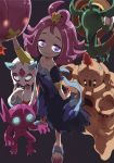  2016 acerola_(pokemon) clothed clothing dhelmise drifblim female froslass glowing glowing_eyes grey_background group hi_res human human_focus humanoid looking_at_viewer mammal nintendo palossand pok&eacute;ball pok&eacute;mon pok&eacute;mon_(species) pok&eacute;mon_trainer sableye simple_background video_games yamamoto_souichirou 