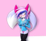  anthro big_breasts big_tail blush breasts canine clothing cute fangs female fluffy fox fur grope hair hoodie huge_breasts mammal mazz mazzlerazz multicolored_hair pink_ears tight_clothing tongue tongue_out wide_hips 