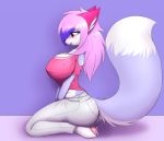  anthro big_breasts breasts canine clothing female fluffy fox fur mammal mazz mazzlerazz nipple_bulge shorts top 