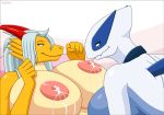  2018 aisyah_zaskia_harnny animated big_breasts breast_lick breast_suck breasts conditional_dnp digital_media_(artwork) dragon evov1 female female/female huge_breasts lactating legendary_pok&eacute;mon licking lugia nintendo nipples pok&eacute;mon pok&eacute;mon_(species) scalie sucking tongue tongue_out video_games yuki_(evov1) 