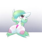  2017 areola big_breasts breasts chest_spike colored_sketch elfdrago female gardevoir gradient_background green_hair grey_background hair hair_over_eye huge_breasts humanoid looking_aside nintendo nipples pok&eacute;mon pok&eacute;mon_(species) pok&eacute;morph red_eyes simple_background smile solo video_games white_background 