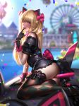  absurdres alternate_costume anal anal_object_insertion anus ass black_cat_d.va blonde_hair d.va_(overwatch) dildo gumroad_reward highres image_sample liang_xing long_hair looking_at_viewer object_insertion overwatch paid_reward pussy skirt solo thighhighs 
