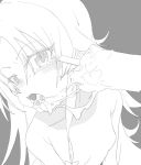  1girl female grey_background long_hair mammoth9878 messy monochrome open_mouth popsicle ryuuou_no_oshigoto! sexually_suggestive simple_background small_breasts solo yashajin_ai 