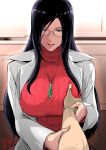  1girl breasts capcom justice_gakuen large_breasts looking_at_viewer male_hand minazuki_kyouko teacher 