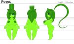  2016 areola big_breasts big_butt blue_eyes breasts butt cute eyelashes female flora_fauna green_body green_hair hair hair_over_eye hi_res humanoid leaf_hair model_sheet nipples not_furry nude plant plantpenetrator prea pussy short_stack smile solo 