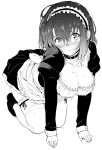  cleavage kyokucho maid monochrome tagme thighhighs uniform 