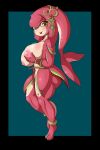  2018 absurd_res areola big_breasts black_border blush border breasts breath_of_the_wild digital_media_(artwork) female hi_res humanoid looking_at_viewer mipha nintendo nipples simple_background solo suirano the_legend_of_zelda video_games zora 