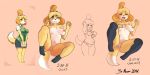  animal_crossing anthro areola barefoot blush bra breasts butt canine clipboard clothing cute dog female floppy_ears footwear fur hair hand_on_breast hand_on_chest isabelle_(animal_crossing) legwear long_ears mammal mostly_nude navel nintendo nipples nude one_eye_closed open_mouth poodle pussy raised_arm shirt shy sketch skirt smile socks solo spread_legs spreading standing sy_noon tongue underwear video_games 