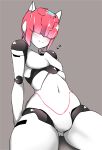  android blush bulge hair_over_eyes male_focus no_humans otoko_no_ko pink_hair robot_joints robot_neoanthropinae_polynian shamrock_(polynian) solo tuto_(nonokuro-psyche-delic) 