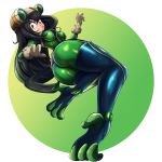  1girl ass asui_tsuyu black_hair bodysuit boku_no_hero_academia curvy frog_girl gloves goggles green_bodysuit hips huge_ass long_hair looking_back solo thick_thighs thighhighs thighs very_long_hair voltabass wide_hips 