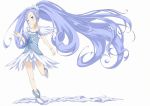 blue_eyes blue_hair blush boots cure_diamond dress long_hair magical_girl ponytail smile 