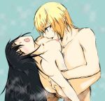  1boy 1girl ass black_hair blonde_hair blush breast_biting breasts eizen_(tales) hetero leg_lock long_hair medium_breasts nude open_mouth screaming sex sketch tales_of_(series) tales_of_berseria vaginal velvet_crowe 