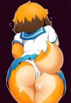  2018 amputee anthro berseepon09 big_butt butt canine clothed clothing digital_media_(artwork) dog female fur hair hi_res mammal panties presenting presenting_hindquarters rear_view simple_background solo standing thick_thighs underwear upskirt 