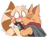  &lt;3 2018 anthro blush clothing cute gloves hoodie humanoid kisses kissing league_of_legends licking male male/male riot_games scarf senz shirt simple_background teemo_(lol) teemo_the_yiffer tongue tongue_out veigar-chan video_games white_background 