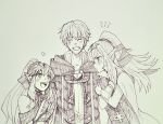  1boy 2girls artist_request chiki dual_persona fire_emblem fire_emblem:_kakusei fire_emblem_heroes fire_emblem_musou monochrome multiple_girls my_unit_(fire_emblem:_kakusei) nintendo older tagme younger 