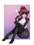  &lt;3 2018 4_toes 5_fingers anthro bear biped black_clothing black_fur black_legwear black_nose black_stockings boopeep border bow breasts clothing digital_media_(artwork) female front_view full-length_portrait fur hair hair_bun hi_res legwear lips long_hair looking_at_viewer mammal mostly_nude multicolored_fur nipples outside_border panda pink_background pink_hair pink_lips pink_nipples portrait purple_eyes pussy simple_background sitting smile solo stockings thigh_highs toes two_tone_fur white_border white_fur 