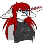  canine clothing dickbutt digital_media_(artwork) ear_piercing english_text facial_piercing female fennec fox hair hetch hetch_(hetch) long_hair mammal meme nose_piercing piercing reaction_image red_hair solo text 