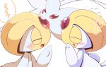  ambiguous_gender blush crepix duo legendary_pok&eacute;mon nettsuu nintendo pok&eacute;mon pok&eacute;mon_(species) simple_background square_crossover text translation_request uxie video_games white_background 