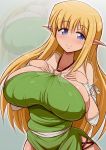  absurdres blonde_hair blue_eyes breasts bridal_gauntlets elf halterneck highres huge_breasts large_breasts long_hair pointy_ears ponpo solo tiffania_westwood zero_no_tsukaima 