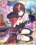  arm_guards brown_hair cygames demon_girl gauntlets hair_ornament horns kuraishi_eriko official_art princess_connect! purple_eyes solo tail tearing_up 